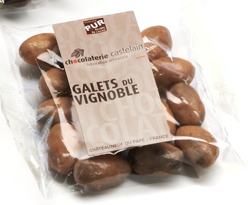 CHOCOLATERIE CASTELAIN GALETS DU VIGNOBLE AMANDES CHOCOLAT LAIT SACHET 50G